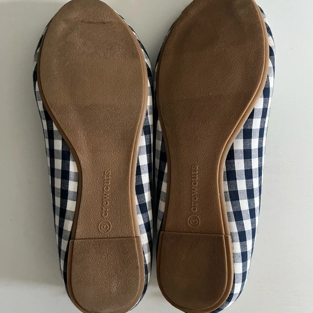 J.Crew Crewcuts Little Girl Gingham Checkered Ballet Flats Navy Size 3 GUC